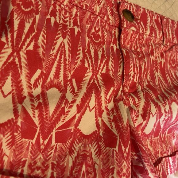 American Eagle Outfitters Women’s MIDI Stretch Shorts Size 10 Pink Aztec - Picture 2 of 9